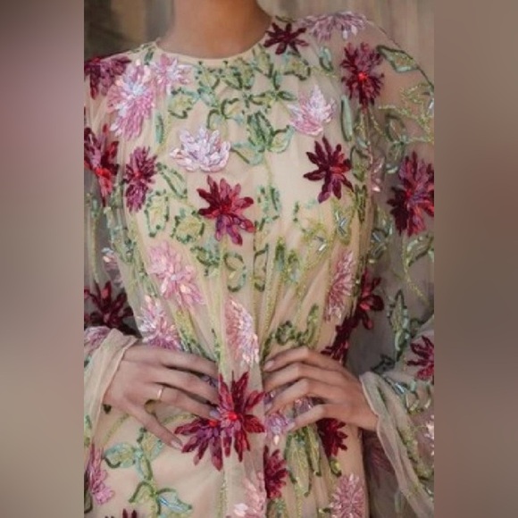 MAC DUGGAL 6123 Embellished Floral Beaded Mesh Shawl Mini Dress Size 8 $498 - Picture 9 of 11